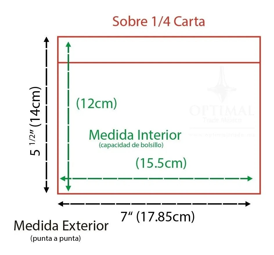 Sobres transparentes adhesivos de polietileno, medida interior 17x13 cm, ideales para documentos ¼ de carta, resistentes al polvo y humedad, con adhesivo sensible a la presión para fácil adherencia.
