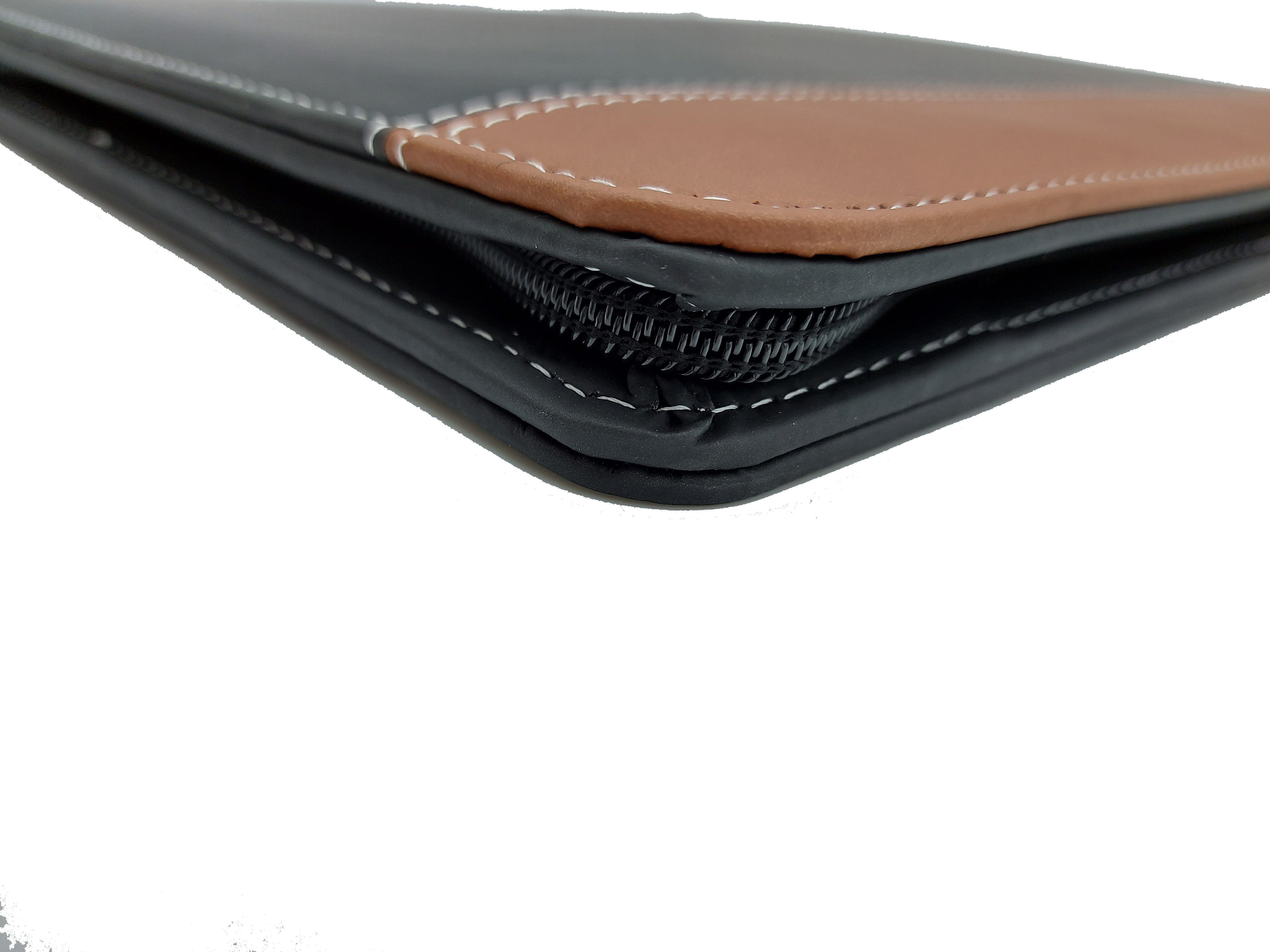 Carpeta ejecutiva carta bitono portablock con bolsillos de color negro, fabricada con materiales de primera calidad en México. Ideal para organizar documentos de oficina y presentaciones. Entrega inmediata y atención personalizada.