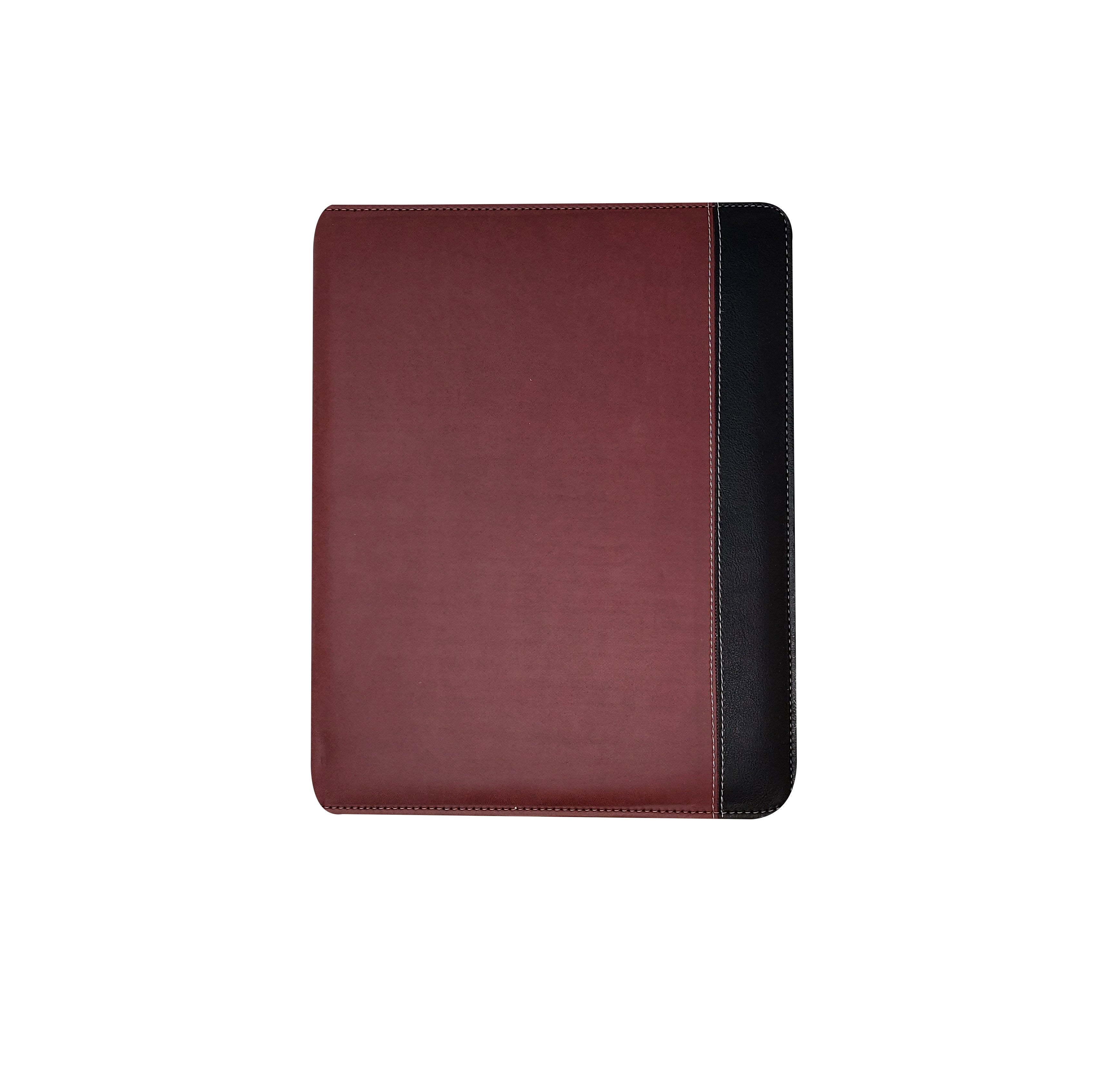 Carpeta ejecutiva carta bitono portablock con bolsillos de color vino/guinda, fabricada con materiales de primera calidad en México. Ideal para organizar documentos de oficina y presentaciones. Entrega inmediata y atención personalizada.