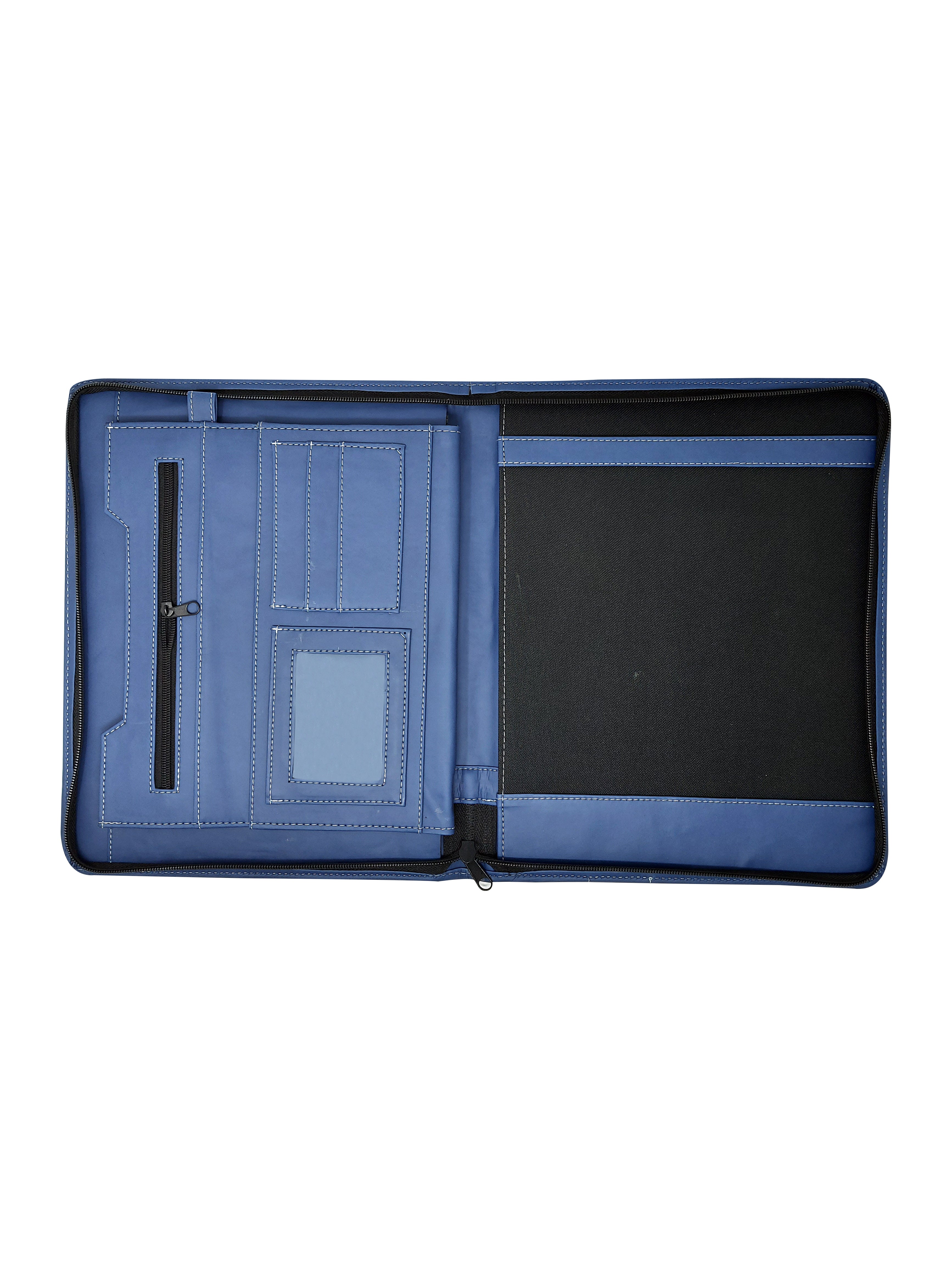Carpeta ejecutiva carta bitono portablock con bolsillos de color azul rey, fabricada con materiales de primera calidad en México. Ideal para organizar documentos de oficina y presentaciones. Entrega inmediata y atención personalizada.