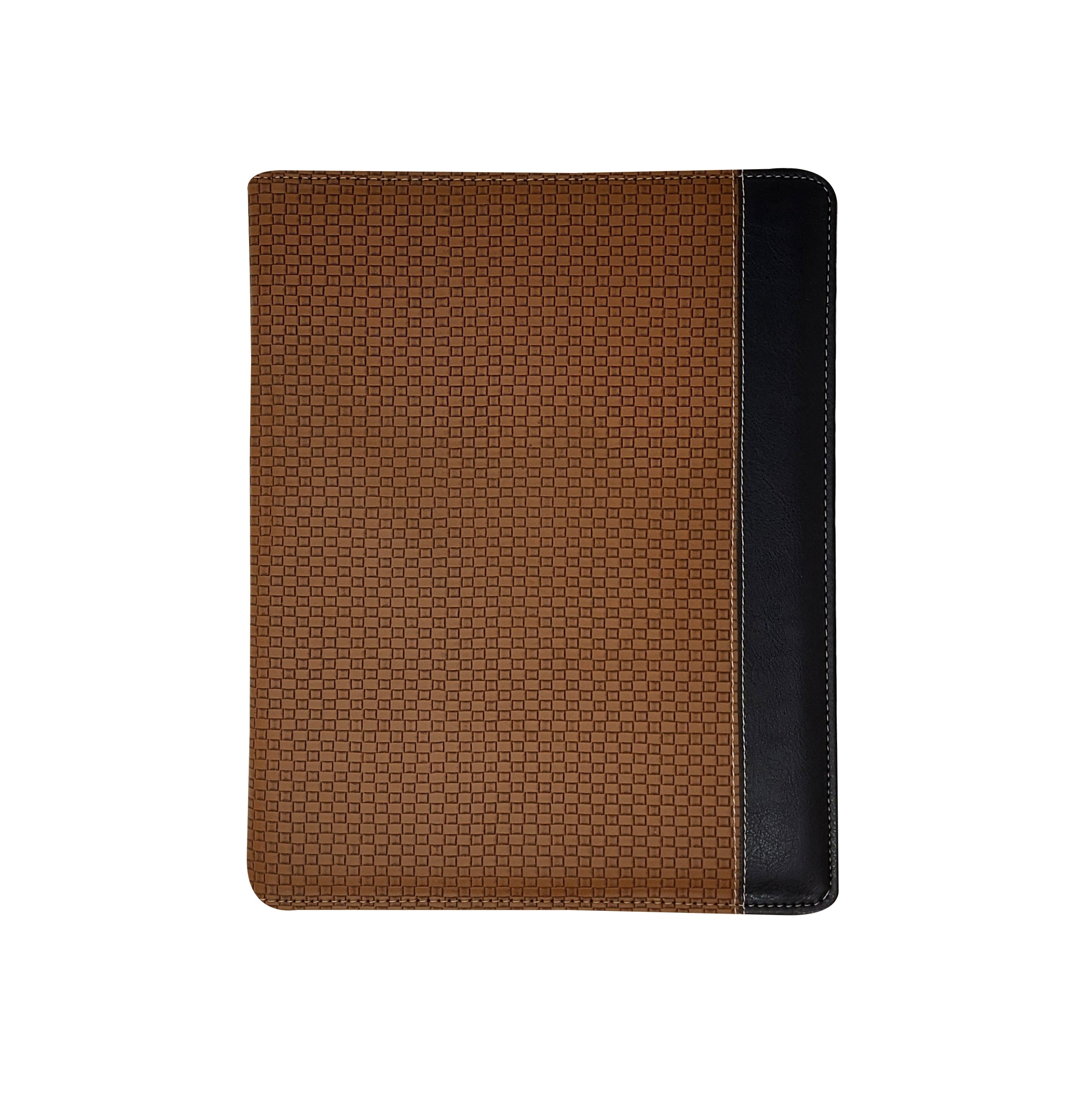 Carpeta ejecutiva carta bitono portablock con bolsillos de color camel, fabricada con materiales de primera calidad en México. Ideal para organizar documentos de oficina y presentaciones. Entrega inmediata y atención personalizada.