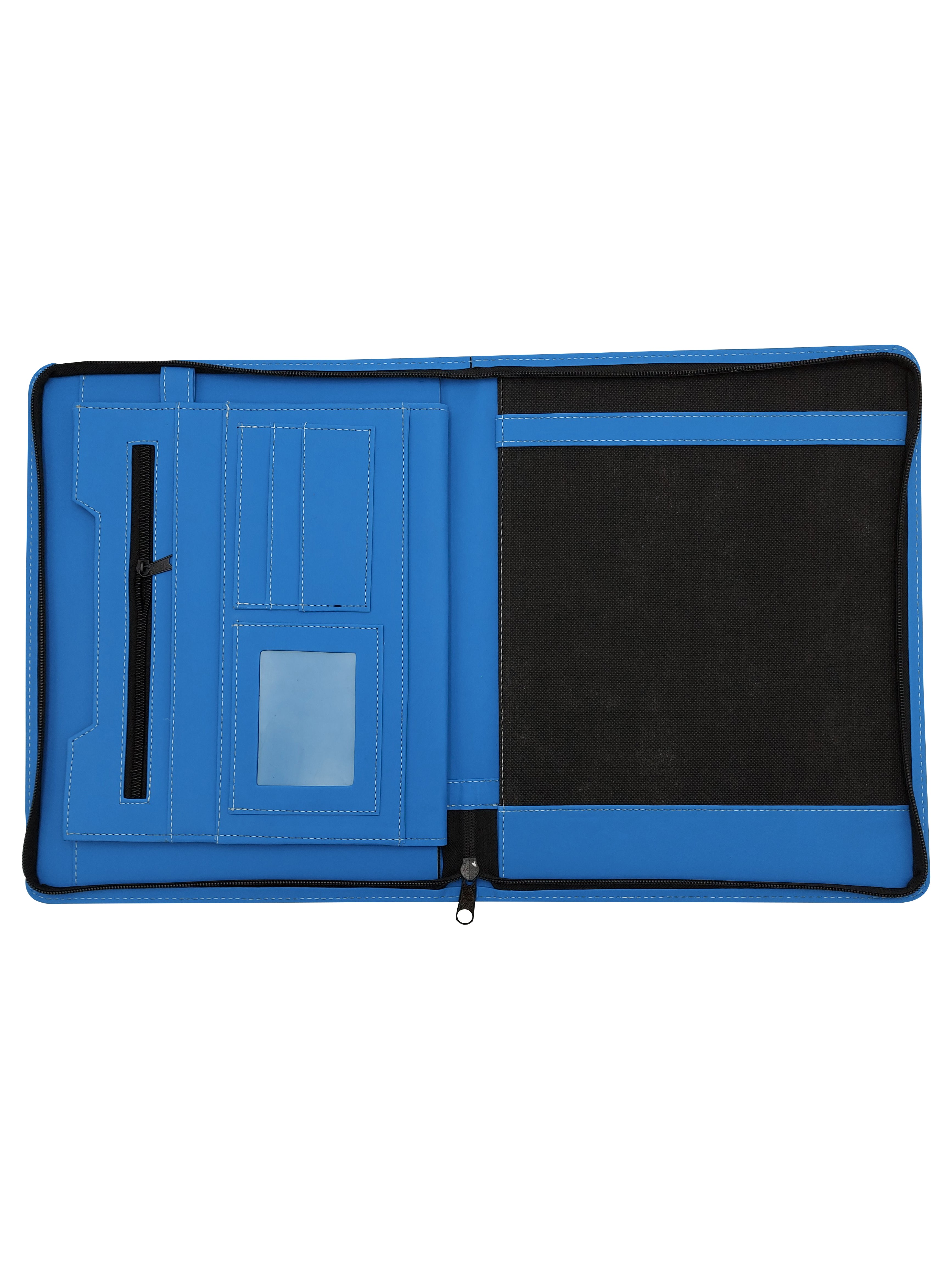 Carpeta ejecutiva carta bitono portablock con bolsillos de color turquesa, fabricada con materiales de primera calidad en México. Ideal para organizar documentos de oficina y presentaciones. Entrega inmediata y atención personalizada.