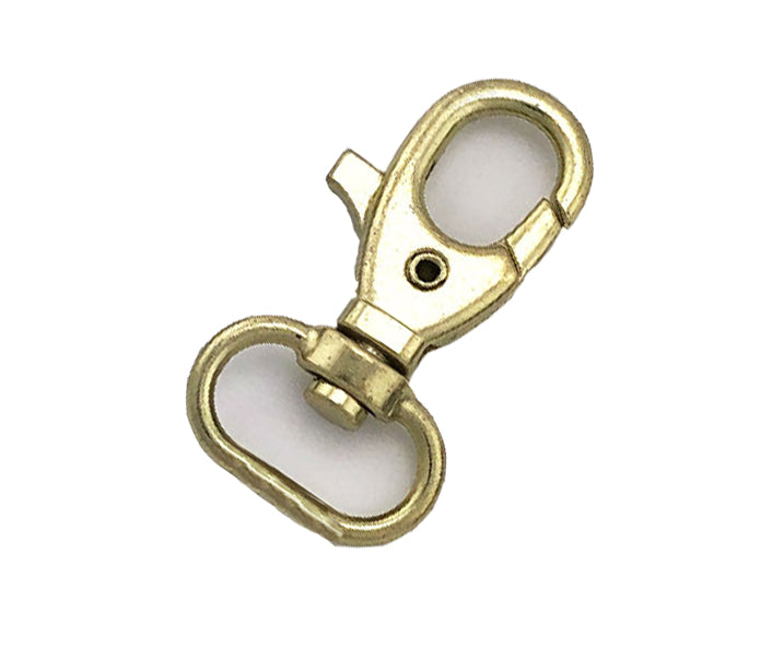 Pack de 100 piezas de Bandola metálica fundida con argolla giratoria para gafete o llavero de 40 mm, en diferentes acabados como nickel, latón y oro viejo.