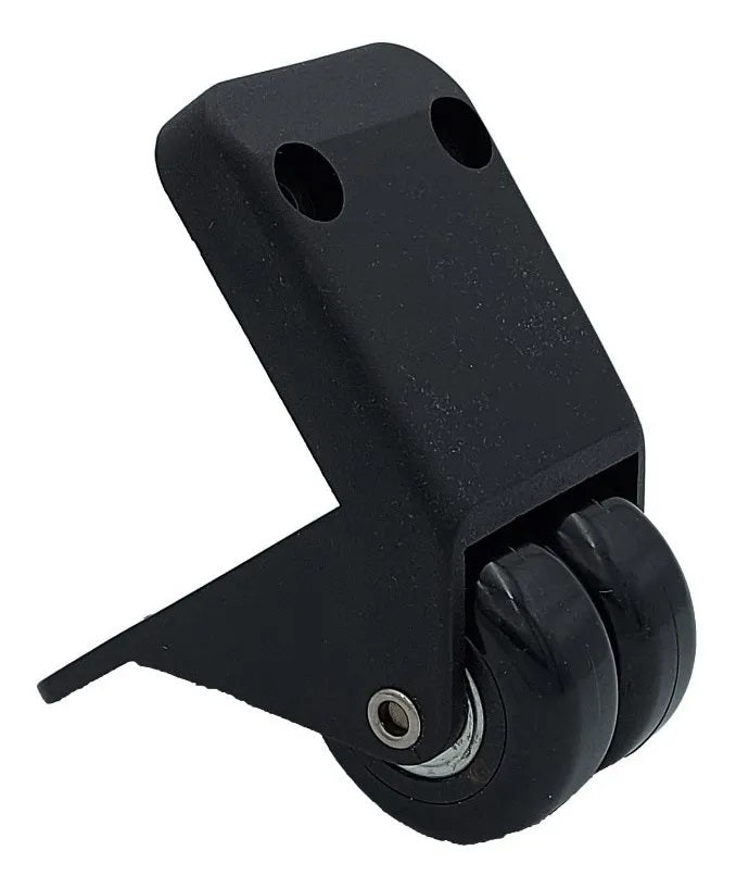 Bastón retráctil de tres tramos con llantas de poliuretano y manija telescópica ajustable de fácil instalacion, ideal para portafolios, maletas y artículos móviles.