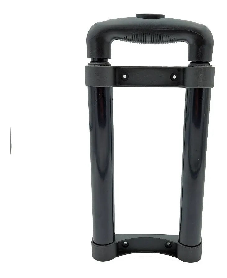 Bastón retráctil de tres tramos con llantas de poliuretano y manija telescópica ajustable de fácil instalacion, ideal para portafolios, maletas y artículos móviles.