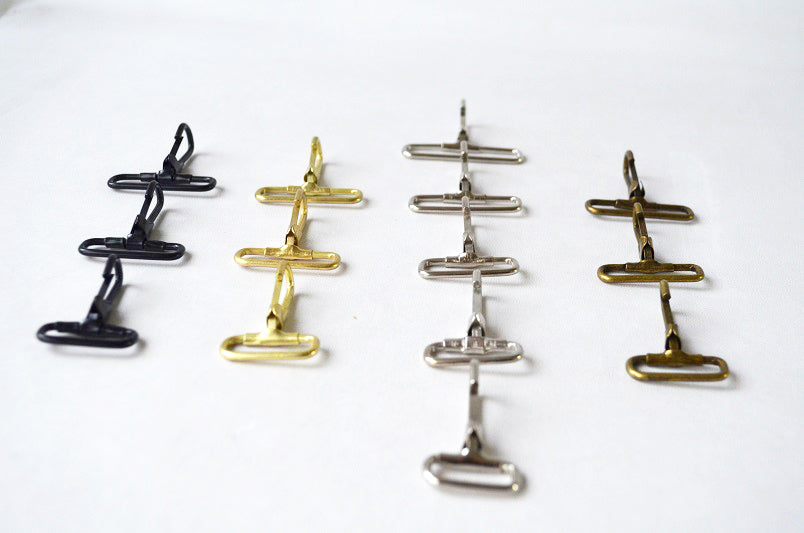 Bandola metálica fija de 35mm y pasa cinto de 30mm en acabado níquel, latón, negro u oro viejo, para mochilas, bolsas de dama, maletines y petacas