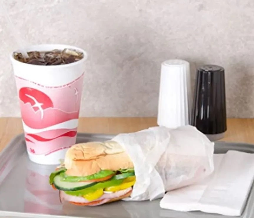 Papel encerado grado alimenticio interdoblado de 15x27 cm, 1,000 hojas para empacar alimentos, hornear y servir, con acabado encerado en ambas caras, ideal para restaurantes y la industria alimentaria