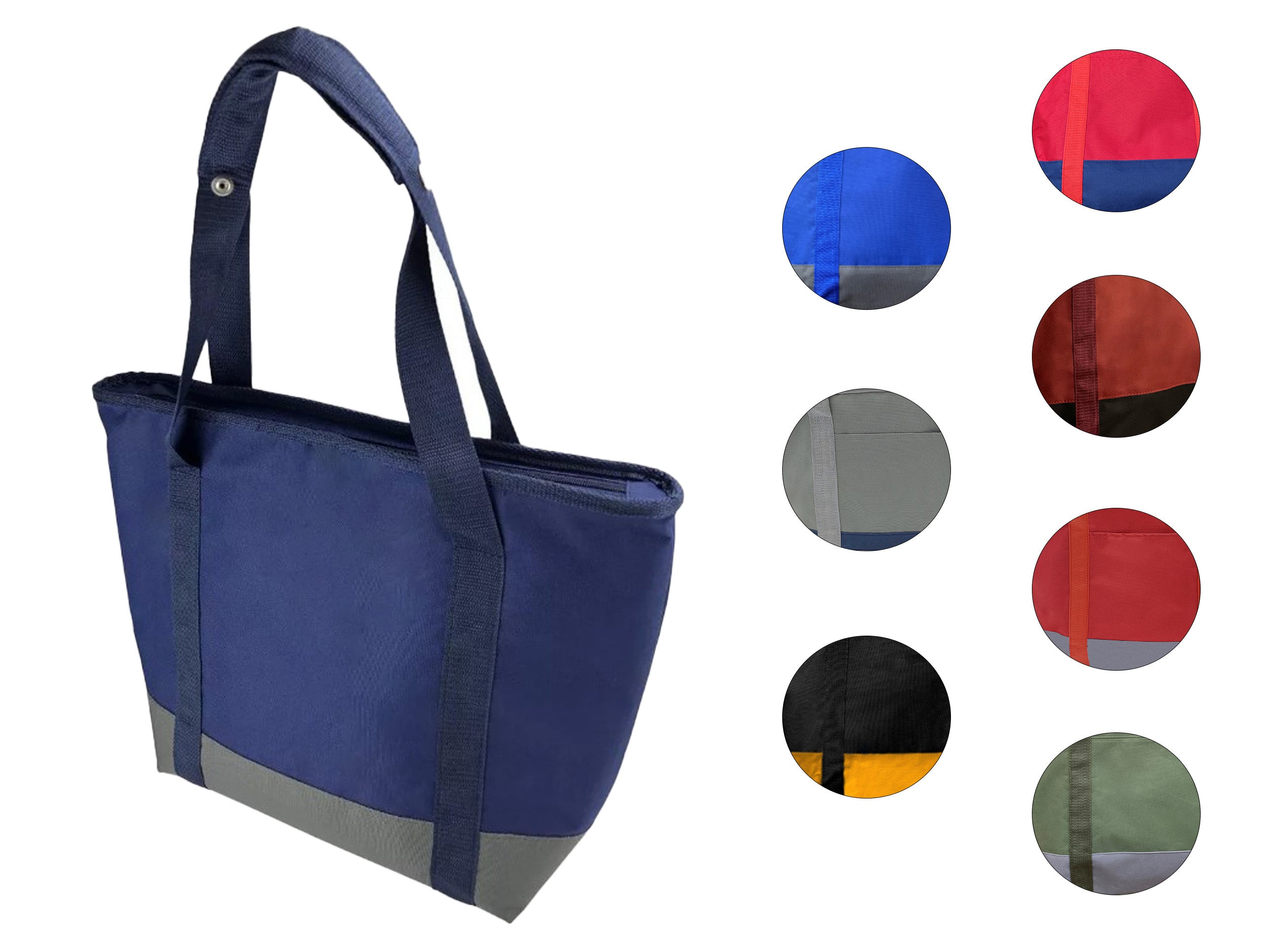 Bolsa térmica para alimentos o bebidas, mantiene la temperatura caliente o fría por más de una hora. Tamaño 52x40x15 cm, fabricada con 3 capas: lona poliéster de alta resistencia, material espumado térmico y vinil antiderrames lavable. Incluye asas reforzadas, cierre superior de cremallera y diseño plegable para ahorrar espacio. Ideal para transportar alimentos frescos del mercado o supermercado. Resistente, lavable y fácil de usar.