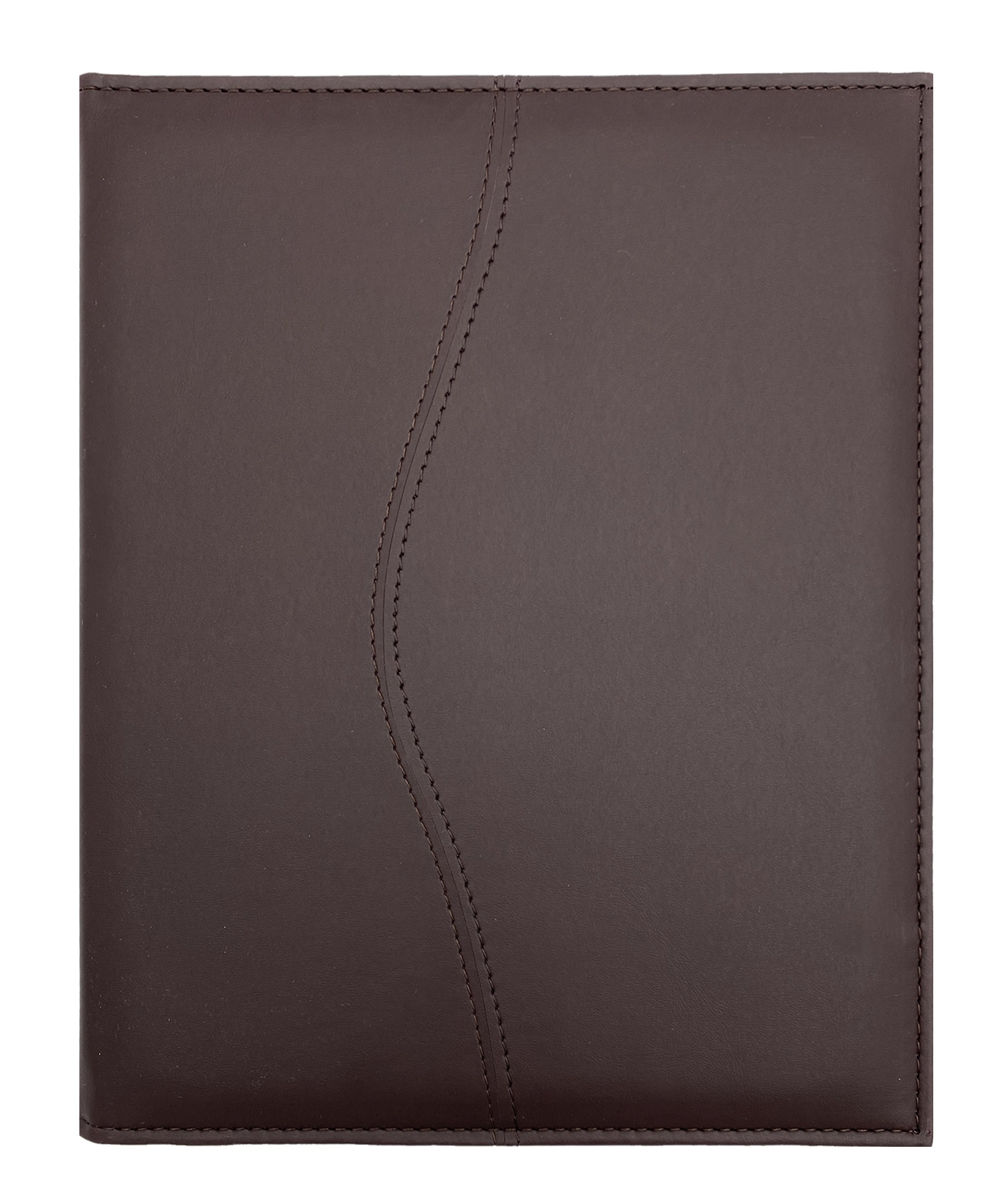 Carpeta Porta Block para hojas tamaño carta, fabricada en curpiel con detalle curvo en portada y forro interior de tela poliéster. Incluye solapa para papeles, doble tarjetero y porta pluma. Acepta hasta 50 hojas tamaño carta. Ideal para eventos corporativos y académicos como congresos, conferencias, talleres, y promociones. Color vino.