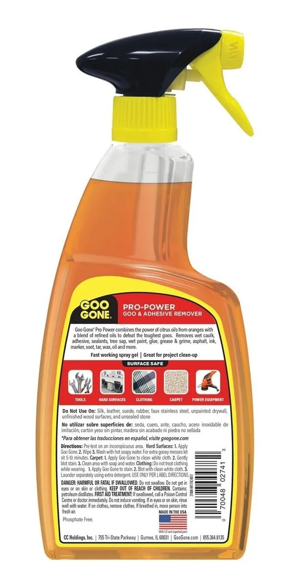 Goo Gone gel removedor de manchas, 355 ml, con aceites cítricos, ideal para remover adhesivos, grasa, tinta, pintura y más de superficies duras, alfombra y vestimenta.