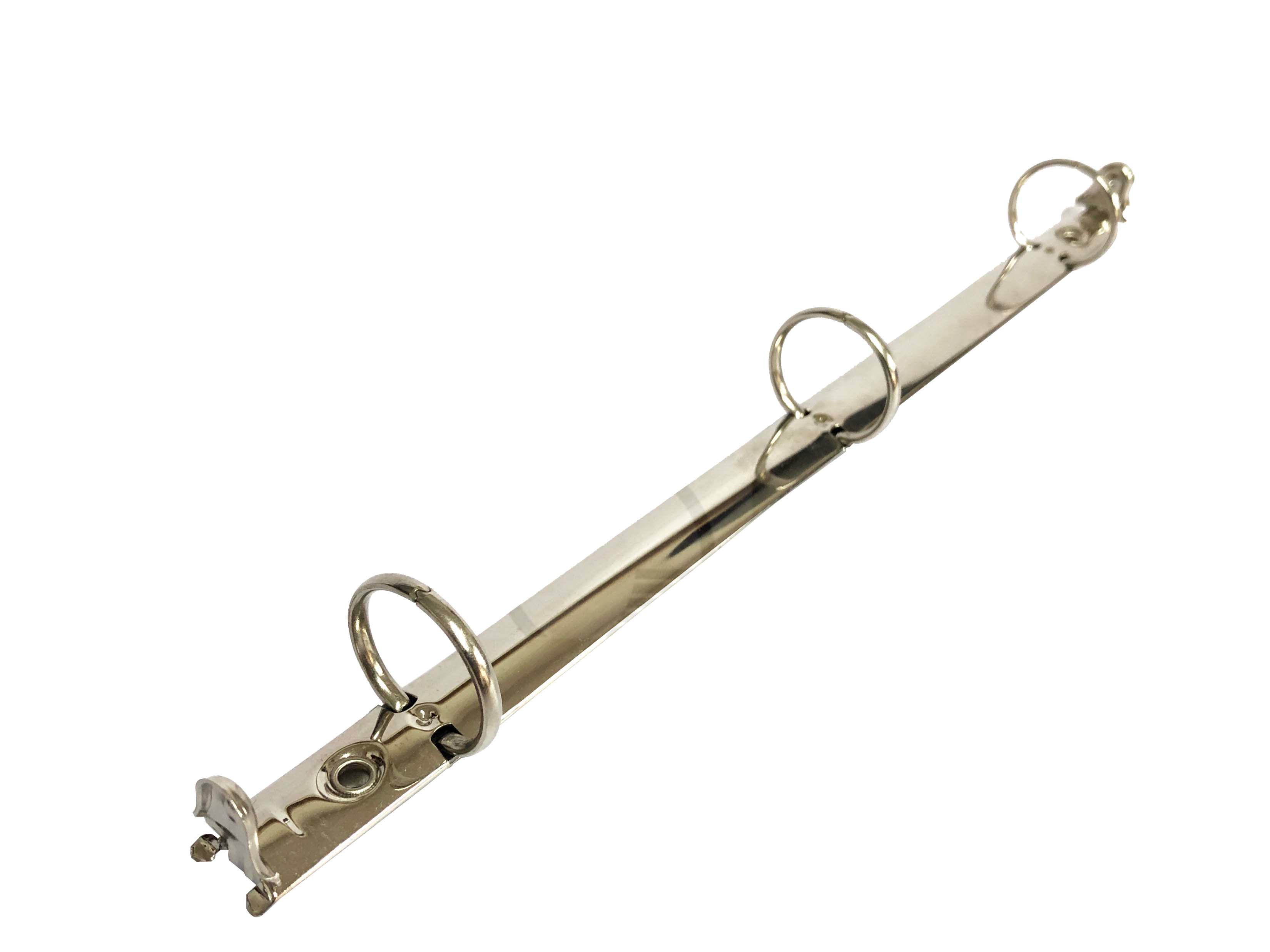 Herraje tamaño carta de tres argollas circulares con diámetro de 1 pulgada, base angosta de 17 mm, acabado níquel. Ideal para carpetas y encuadernación de documentos. Capacidad para 200 hojas estándar.