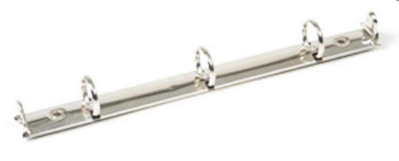 Paquete de 10 herrajes tamaño esquela de 216 mm con tres argollas circulares de 3/4 de pulgada de diámetro, con palancas, base de 20 mm, y acabado níquel.