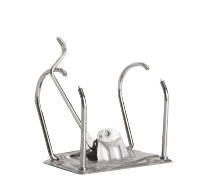 Herraje para registrador de 2 argollas con base rectangular de 95 mm x 54 mm, acabado níquel satinado, capacidad para 700 hojas.