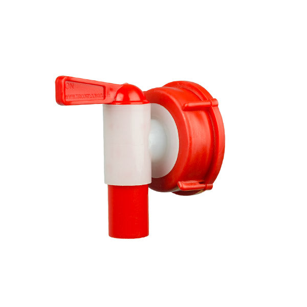 Válvula con sistema de cierre de palanca de media vuelta y sistema de Auto-Venteo, para garrafas de 4, 5 y 10 litros, siempre y cuando la rosca tenga 51 mm de diámetro, con esta válvula no tendrá que perforar la garrafa y se obtendrá un flujo continuo.