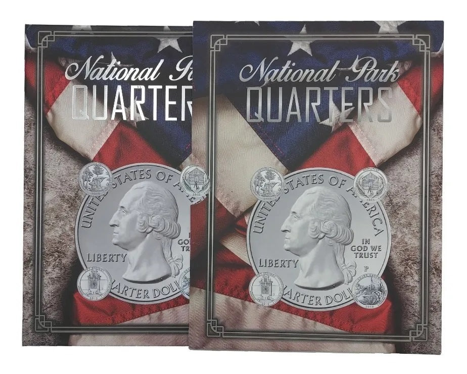 Álbum para monedas conmemorativas de un cuarto de dólar americano con imágenes de parques nacionales de EE.UU. (2010-2021), 60 espacios, hecho en México con gran calidad.