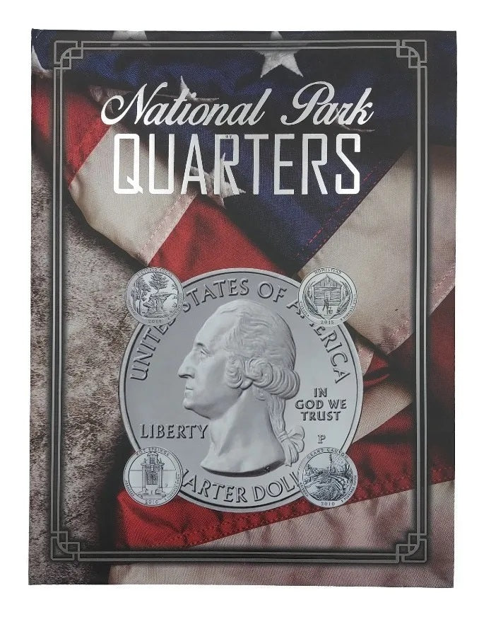 Álbum para monedas conmemorativas de un cuarto de dólar americano con imágenes de parques nacionales de EE.UU. (2010-2021), 60 espacios, hecho en México con gran calidad.