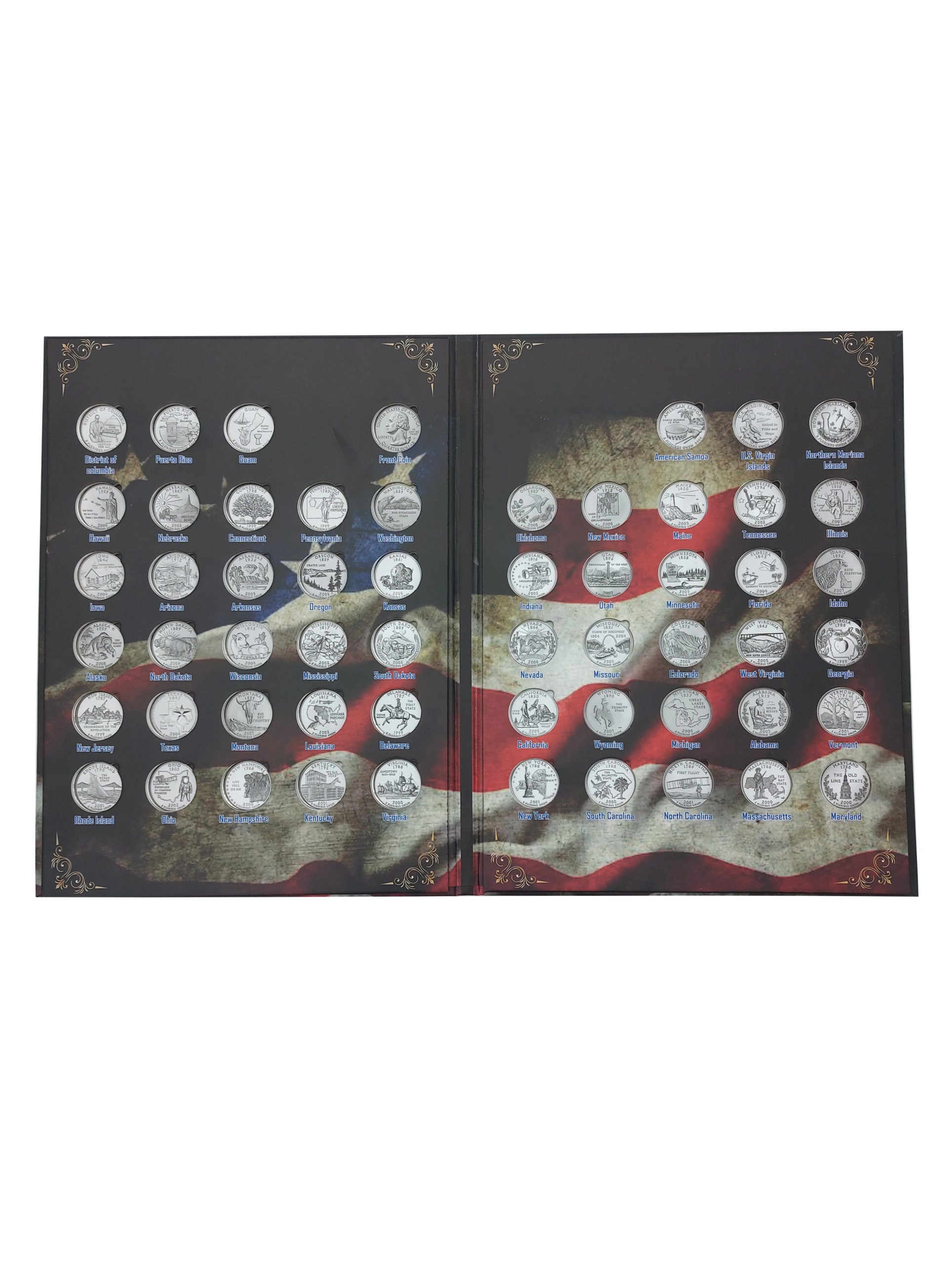 Set para coleccionistas con 3 álbumes para monedas estadounidenses, incluye colección de parques nacionales (2010-2021), Lincoln Penny (1909-2025) y estados nacionales (1999-2009), empastados en cartón con caja protectora y listos para regalar, ideal para numismáticos.