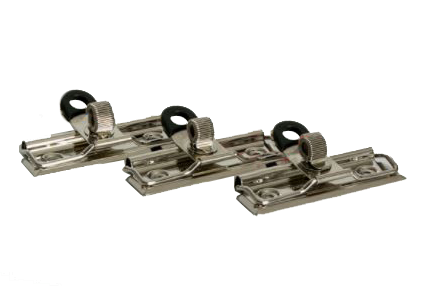 Pack 10 piezas clip  de presión sujeta documentos de alambre con ojillo para colgar, color negro y naranja, acabado niquelado, con gancho extraíble