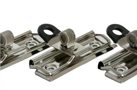 Pack 10 piezas clip  de presión sujeta documentos de alambre con ojillo para colgar, color negro y naranja, acabado niquelado, con gancho extraíble