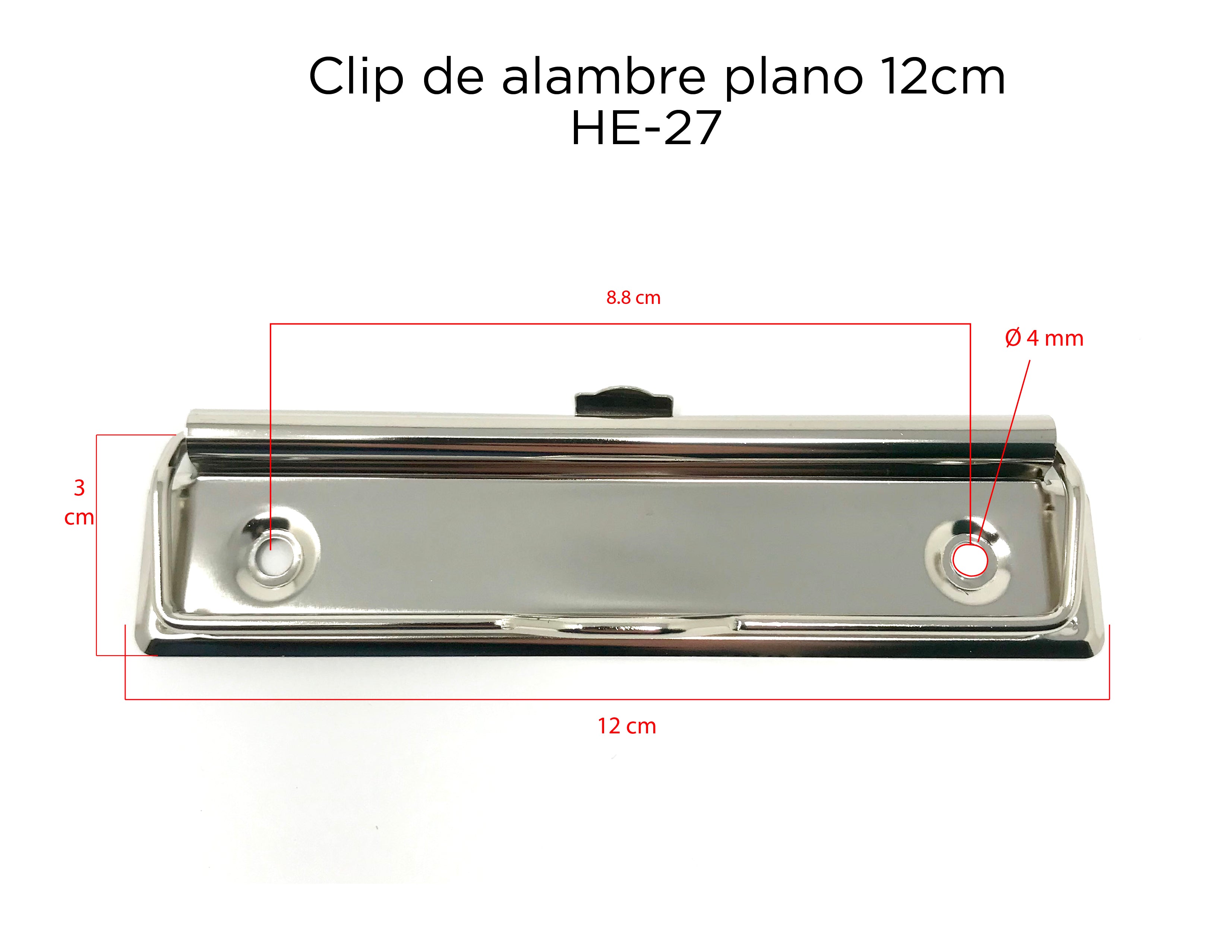 clip plano sujetador de papeles 12 centimetros