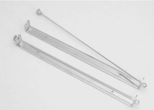 Herraje metálico para directorios, revistas y catálogos tamaño carta de 280 mm con alambre y seguro, acabado níquel plateado.
