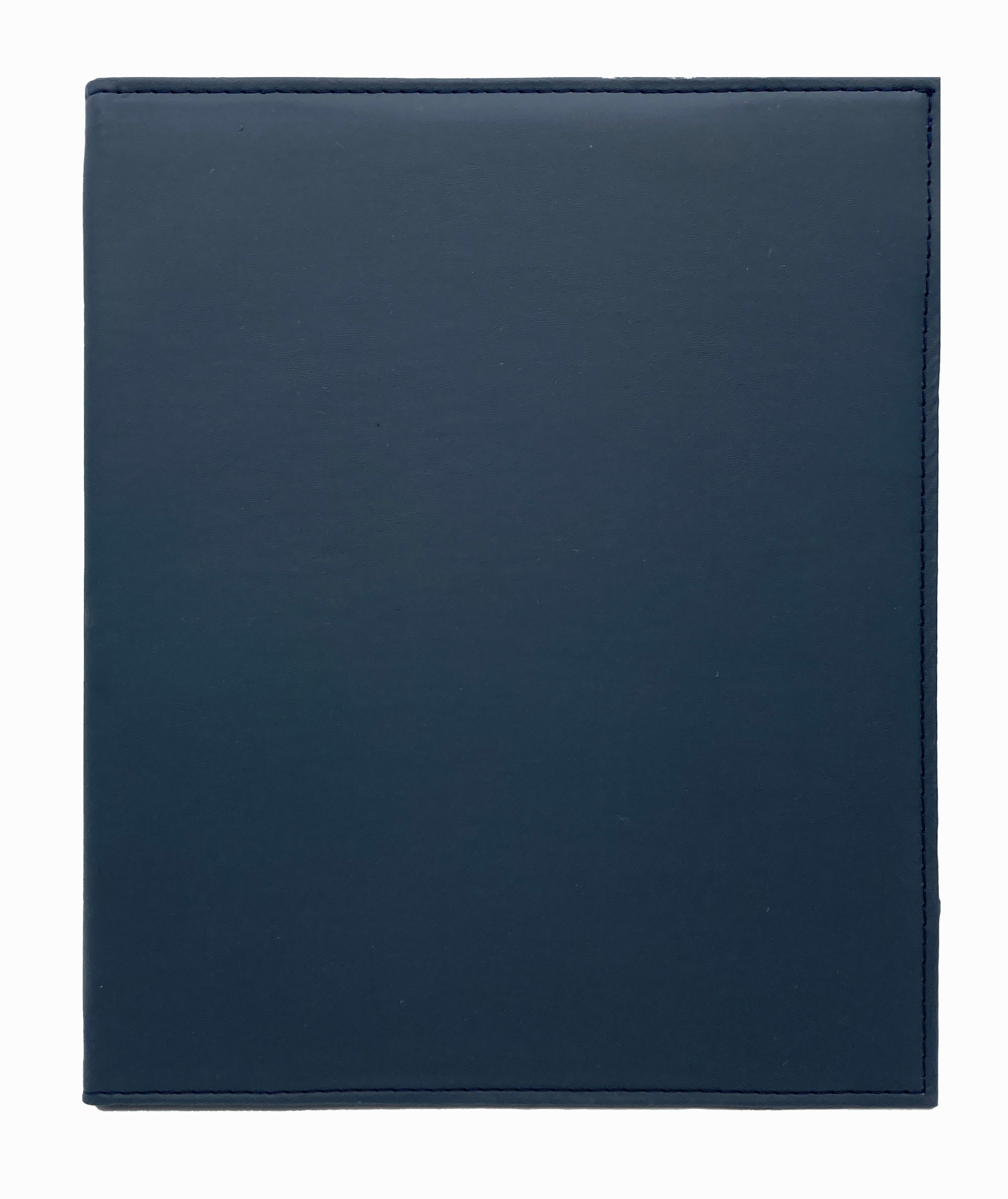 Porta Menú Carta en curpiel con interior de tela poliéster, ideal para restaurantes, cafeterías, hoteles y bares. Tamaño adecuado para hojas carta, con diseño acolchonado y resorte central. color azul. Personalización posible con grabado en seco, hot stamping, grabado láser y serigrafía.