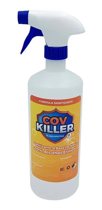 Desinfectante líquido de amplio espectro en envase de 1 litro con atomizador. Ideal para eliminar bacterias, virus y gérmenes en superficies, teléfonos, ropa, muebles y más. No deja residuos ni requiere enjuague.
