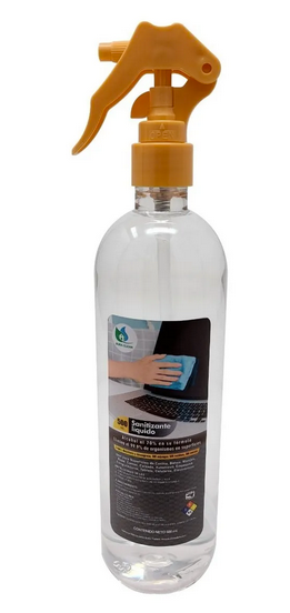 Desinfectante líquido de amplio espectro, sin perfume ni colorante, con atomizador de 500 ml. Ideal para eliminar bacterias, virus y gérmenes en superficies, teléfonos, ropa y más. Seguro y fácil de usar, sin necesidad de enjuague.