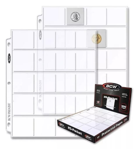 Micas BCW para monedas, tarjetas, tazos o diapositivas, con 20 espacios de 5.08 cm x 5.08 cm, fabricadas en EE.UU. de polipropileno libre de ácido, ideal para cartones de hasta 2x2